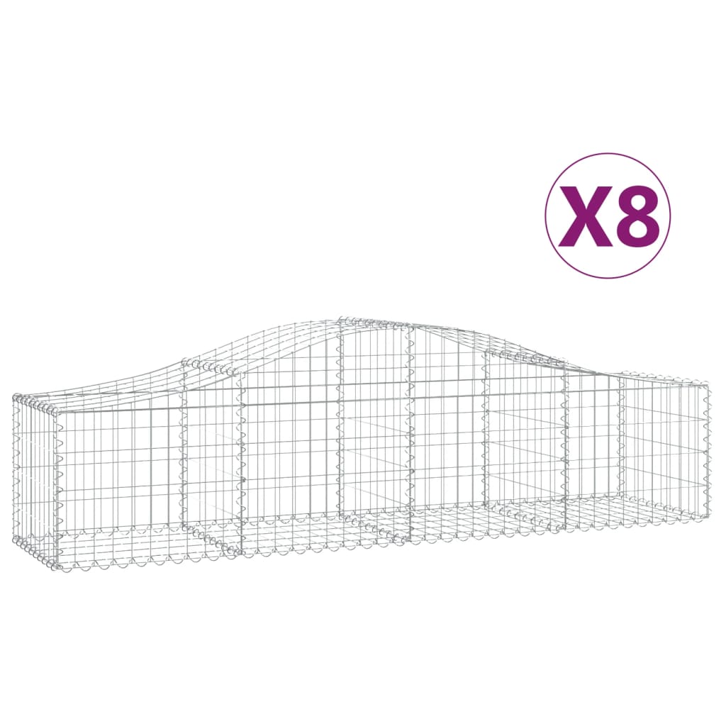 buede gabionkurve 8 stk. 200x50x40/60 cm galvaniseret jern