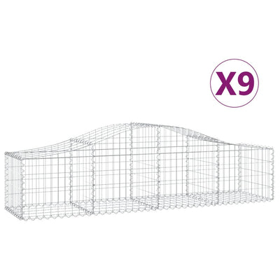 buede gabionkurve 9 stk. 200x50x40/60 cm galvaniseret jern