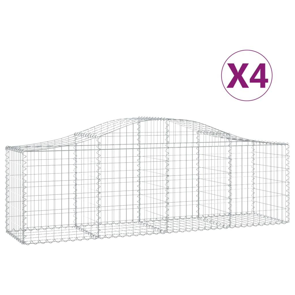 buede gabionkurve 4 stk. 200x50x60/80 cm galvaniseret jern