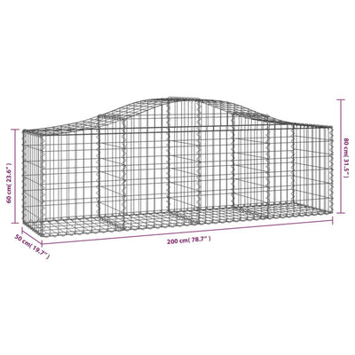 buede gabionkurve 4 stk. 200x50x60/80 cm galvaniseret jern