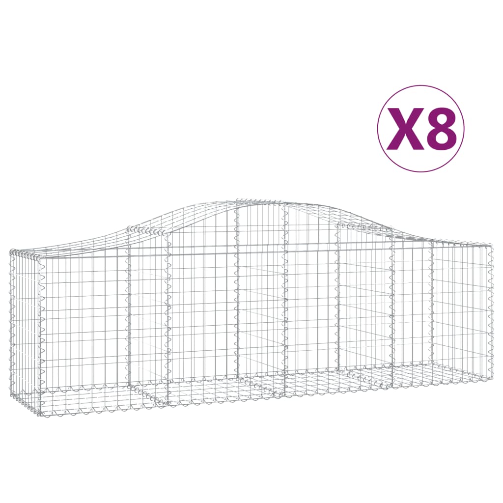 buede gabionkurve 8 stk. 200x50x60/80 cm galvaniseret jern