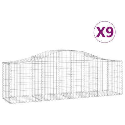 buede gabionkurve 9 stk. 200x50x60/80 cm galvaniseret jern