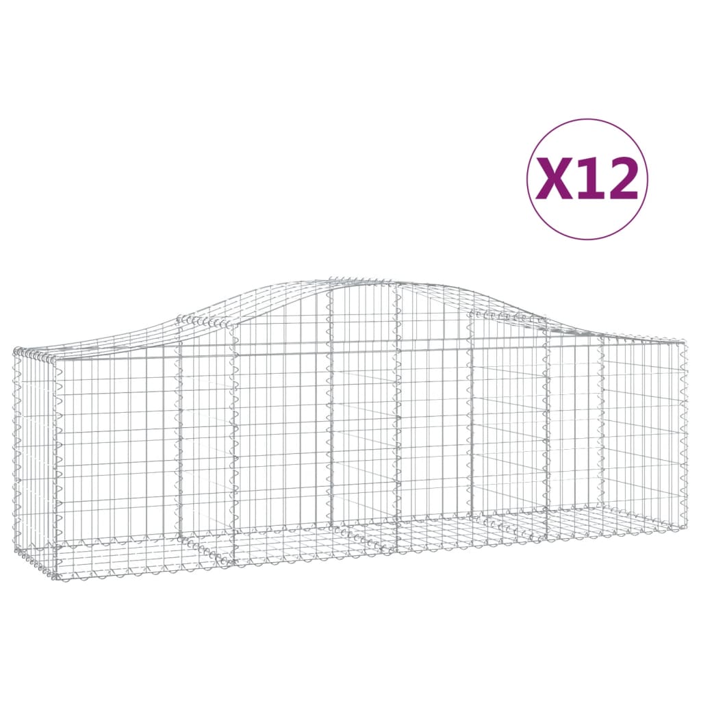 buede gabionkurve 12 stk. 200x50x60/80 cm galvaniseret jern