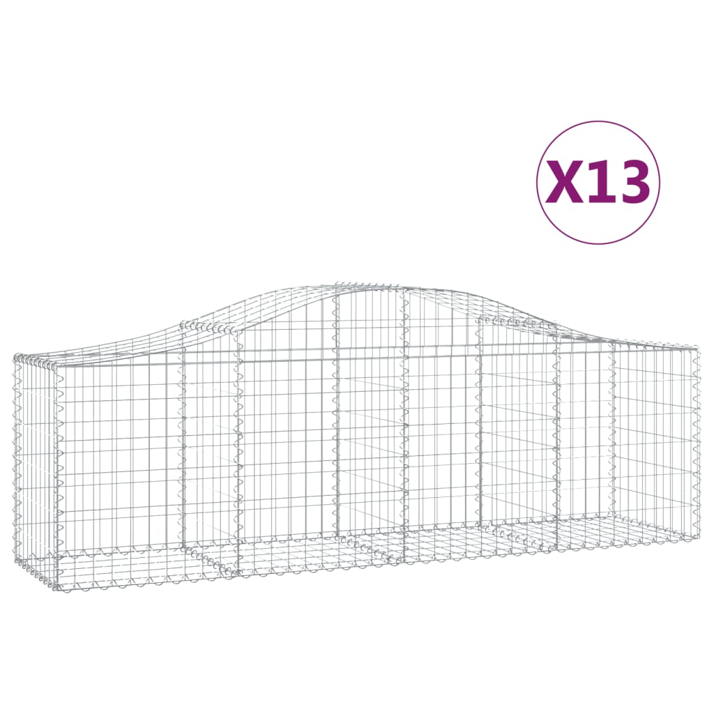 buede gabionkurve 13 stk. 200x50x60/80 cm galvaniseret jern