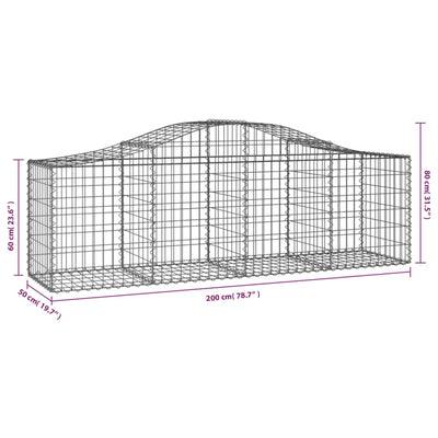 buede gabionkurve 13 stk. 200x50x60/80 cm galvaniseret jern