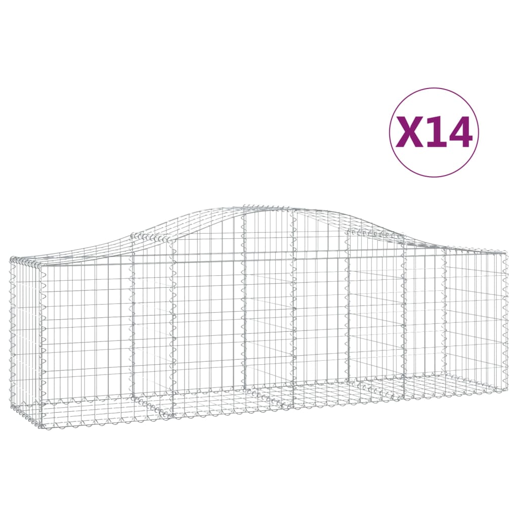 buede gabionkurve 14 stk. 200x50x60/80 cm galvaniseret jern