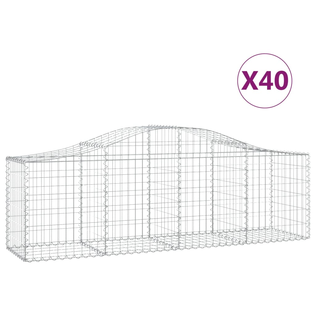 buede gabionkurve 40 stk. 200x50x60/80 cm galvaniseret jern