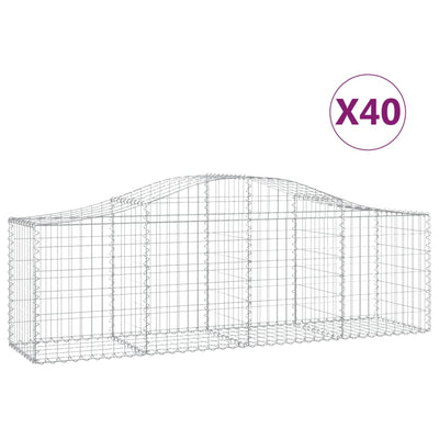 buede gabionkurve 40 stk. 200x50x60/80 cm galvaniseret jern