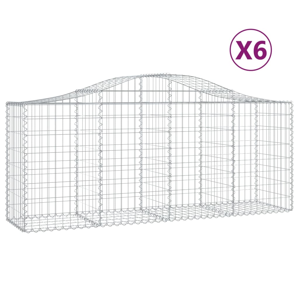 buede gabionkurve 6 stk. 200x50x80/100 cm galvaniseret jern