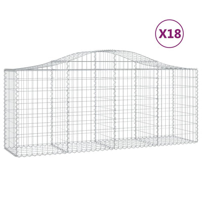 buede gabionkurve 18 stk. 200x50x80/100 cm galvaniseret jern