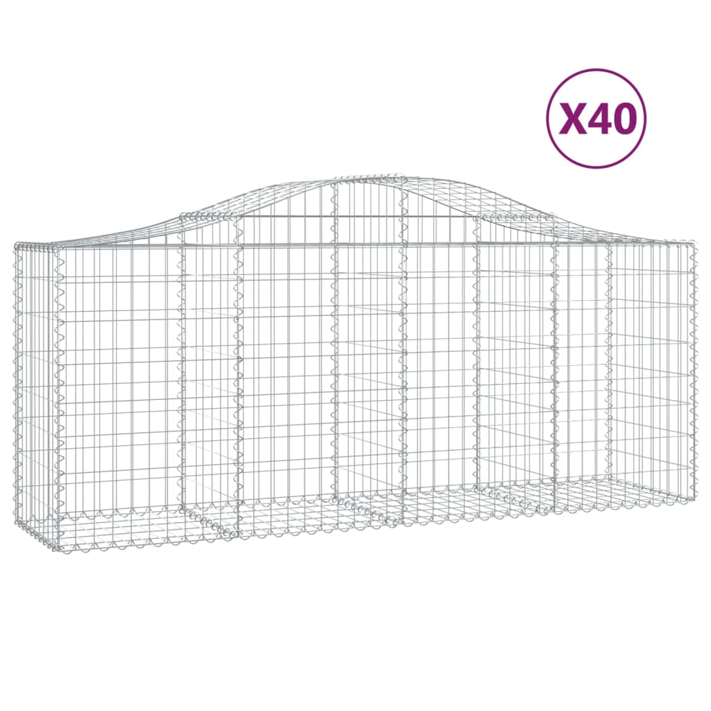 buede gabionkurve 40 stk. 200x50x80/100 cm galvaniseret jern