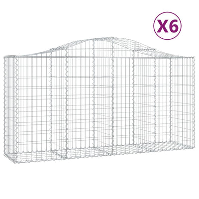 buede gabionkurve 6 stk. 200x50x100/120 cm galvaniseret jern