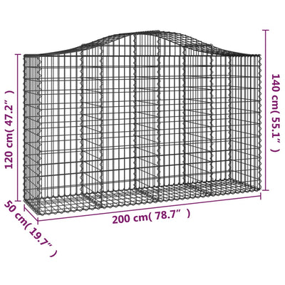 buede gabionkurve 2 stk. 200x50x120/140 cm galvaniseret jern