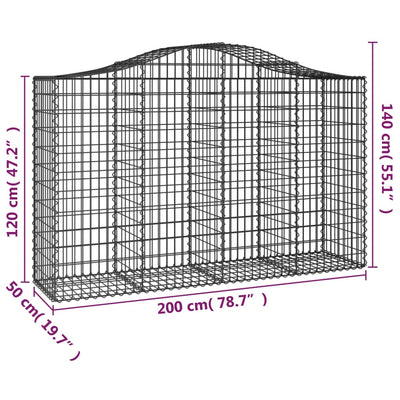 buede gabionkurve 4 stk. 200x50x120/140 cm galvaniseret jern