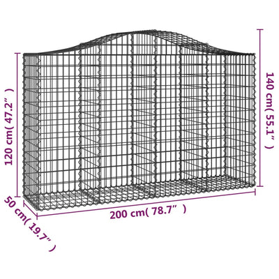 buede gabionkurve 8 stk. 200x50x120/140 cm galvaniseret jern