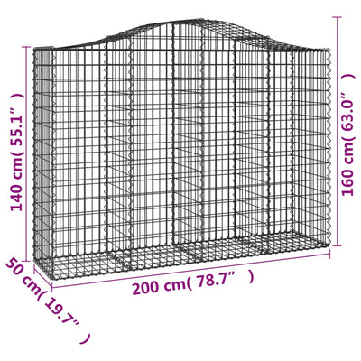 buede gabionkurve 2 stk. 200x50x140/160 cm galvaniseret jern