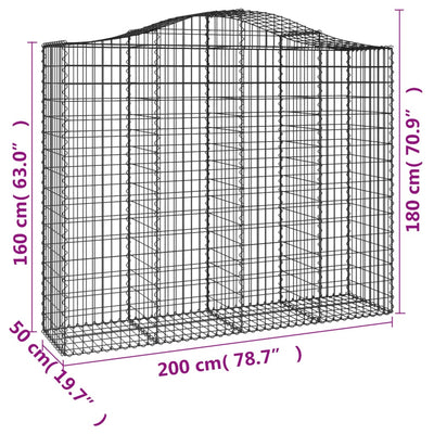 buede gabionkurve 2 stk. 200x50x160/180 cm galvaniseret jern