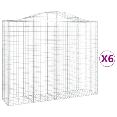 buede gabionkurve 6 stk. 200x50x160/180 cm galvaniseret jern