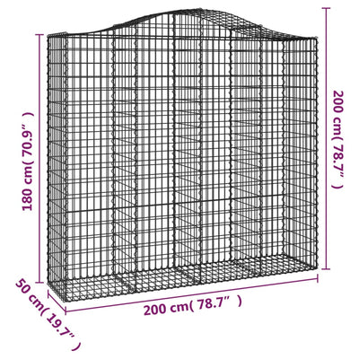 buede gabionkurve 2 stk. 200x50x180/200 cm galvaniseret jern