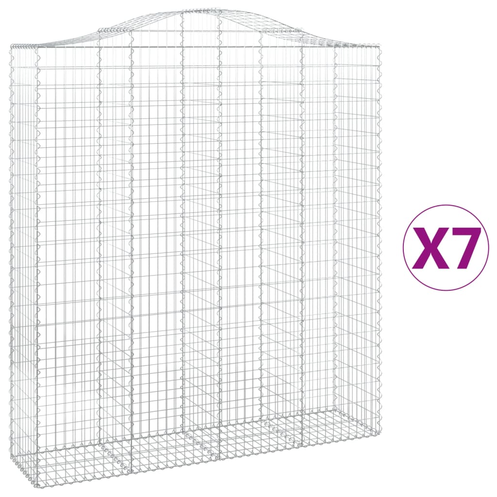 buede gabionkurve 7 stk. 200x50x220/240 cm galvaniseret jern