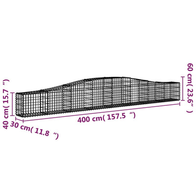 buede gabionkurve 2 stk. 400x30x40/60 cm galvaniseret jern