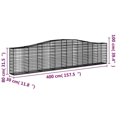 buede gabionkurve 8 stk. 400x30x80/100 cm galvaniseret jern