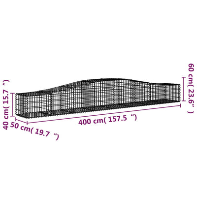 buede gabionkurve 2 stk. 400x50x40/60 cm galvaniseret jern