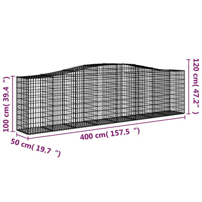 buede gabionkurve 2 stk. 400x50x100/120 cm galvaniseret jern