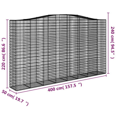 buede gabionkurve 2 stk. 400x50x220/240 cm galvaniseret jern