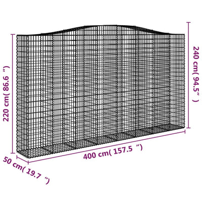 buede gabionkurve 3 stk. 400x50x220/240 cm galvaniseret jern