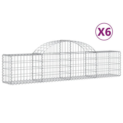 buede gabionkurve 6 stk. 200x30x40/60 cm galvaniseret jern