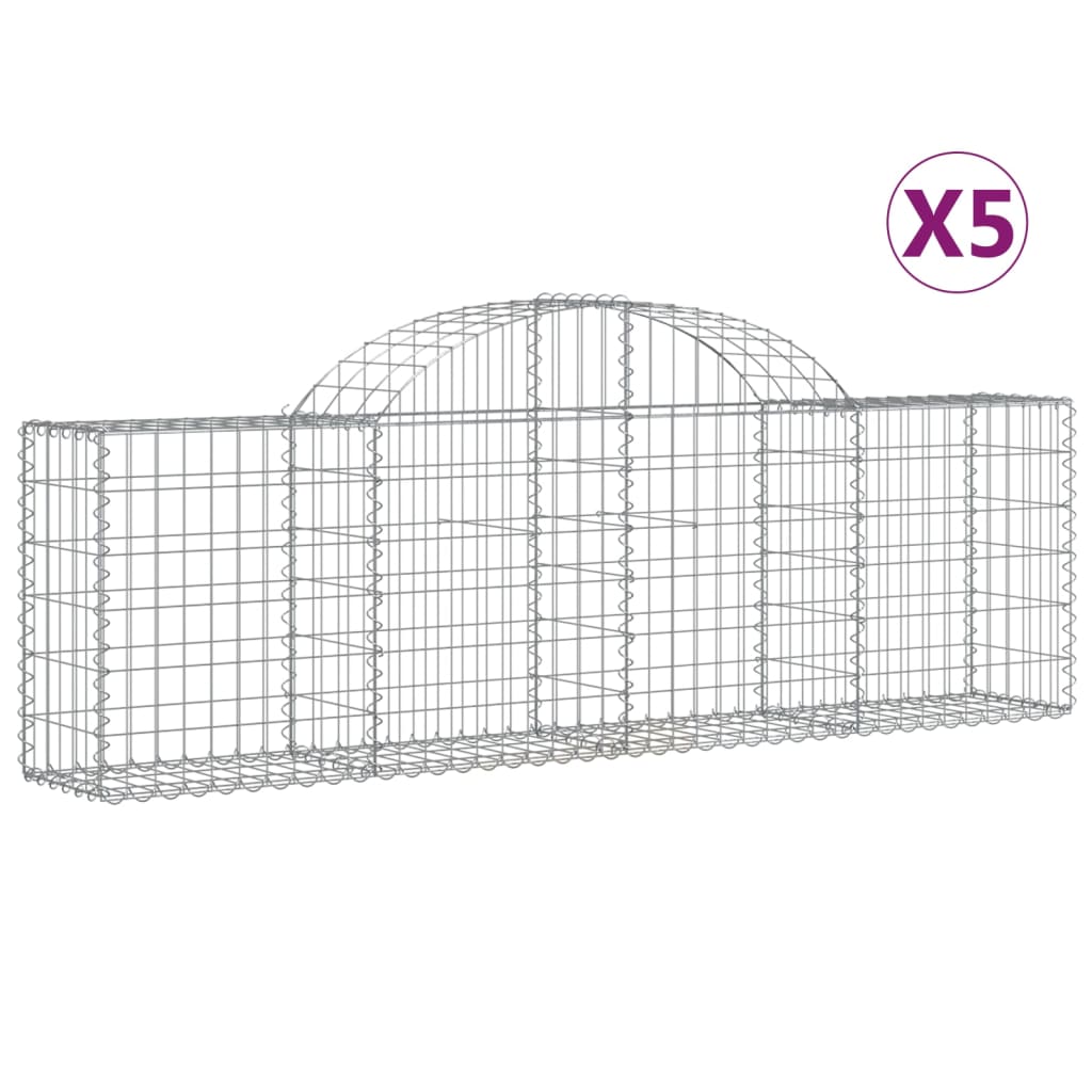 buede gabionkurve 5 stk. 200x30x60/80 cm galvaniseret jern