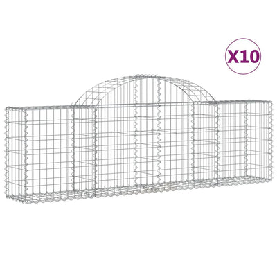 buede gabionkurve 10 stk. 200x30x60/80 cm galvaniseret jern