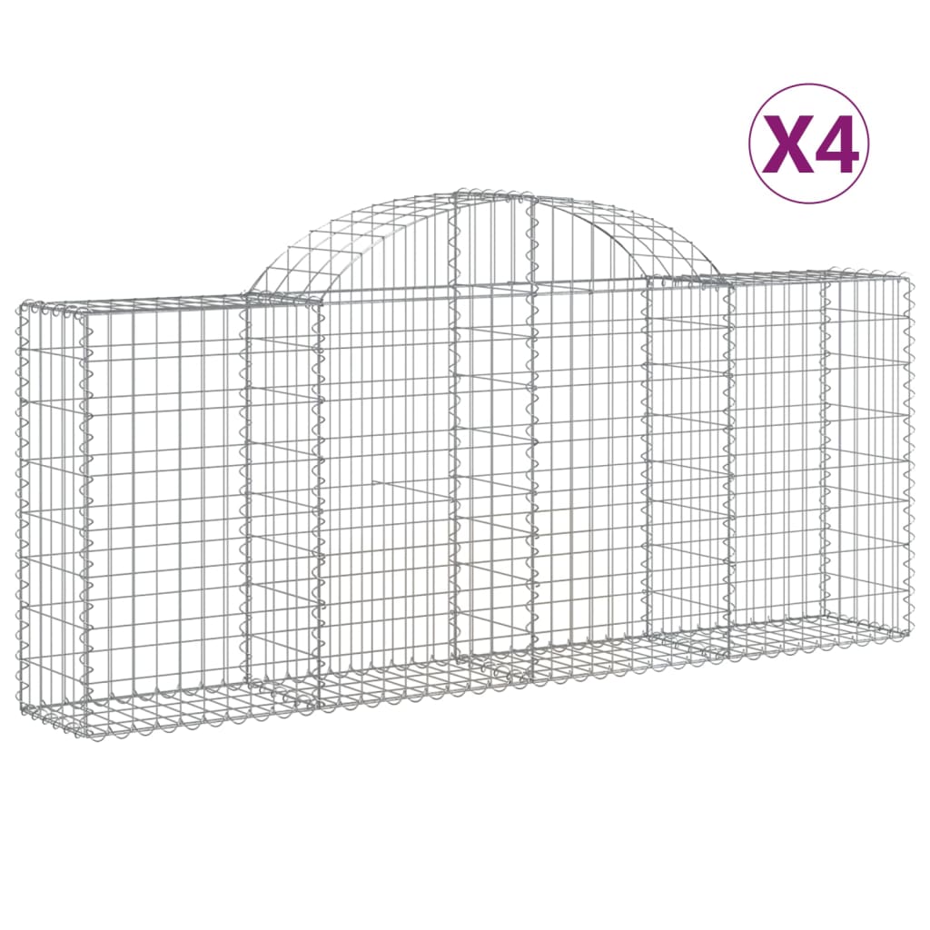 buede gabionkurve 4 stk. 200x30x80/100 cm galvaniseret jern