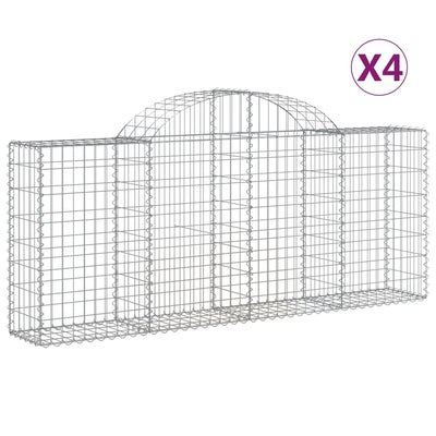 buede gabionkurve 4 stk. 200x30x80/100 cm galvaniseret jern