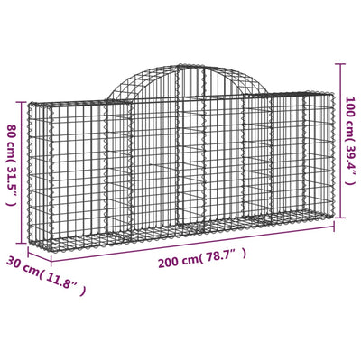 buede gabionkurve 4 stk. 200x30x80/100 cm galvaniseret jern