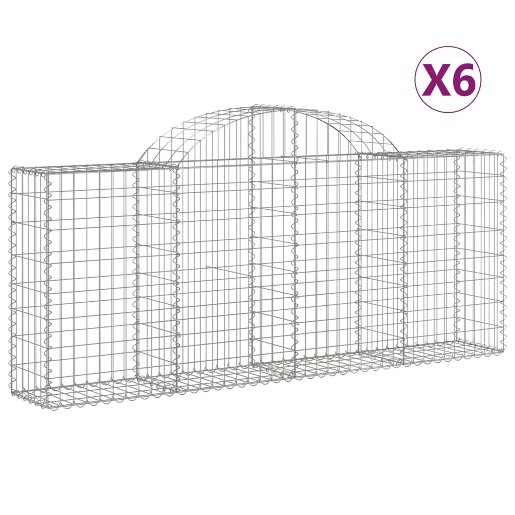 buede gabionkurve 6 stk. 200x30x80/100 cm galvaniseret jern