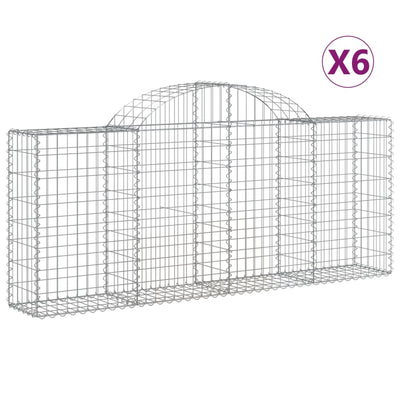 buede gabionkurve 6 stk. 200x30x80/100 cm galvaniseret jern