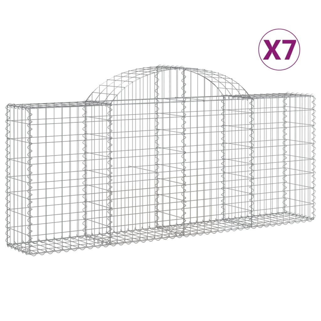 buede gabionkurve 7 stk. 200x30x80/100 cm galvaniseret jern