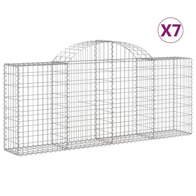 buede gabionkurve 7 stk. 200x30x80/100 cm galvaniseret jern