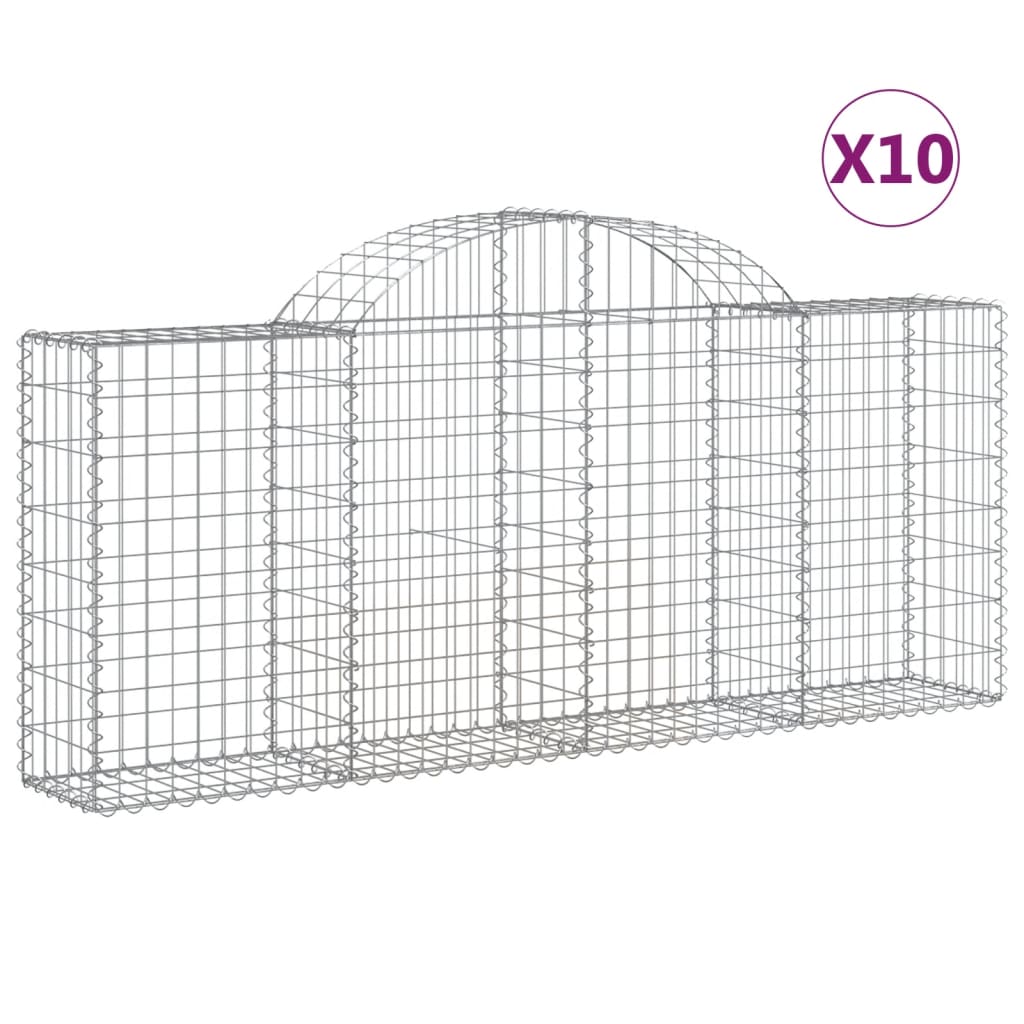 buede gabionkurve 10 stk. 200x30x80/100 cm galvaniseret jern