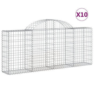 buede gabionkurve 10 stk. 200x30x80/100 cm galvaniseret jern