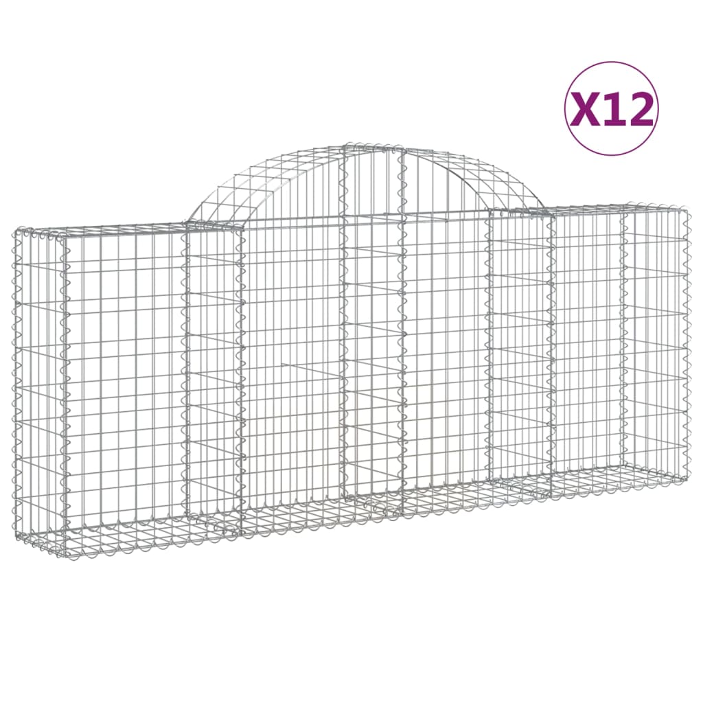 buede gabionkurve 12 stk. 200x30x80/100 cm galvaniseret jern