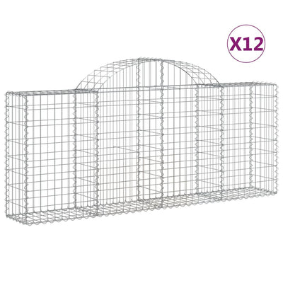 buede gabionkurve 12 stk. 200x30x80/100 cm galvaniseret jern