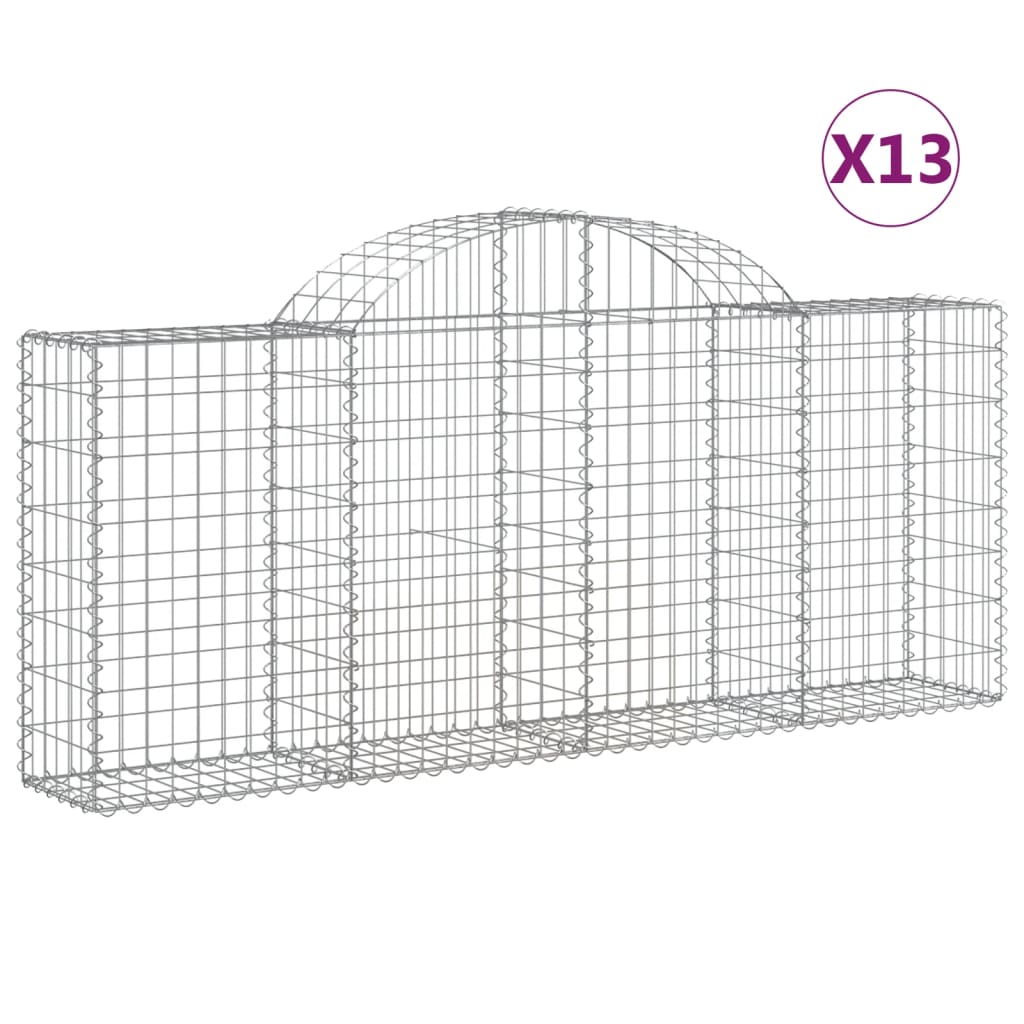 buede gabionkurve 13 stk. 200x30x80/100 cm galvaniseret jern