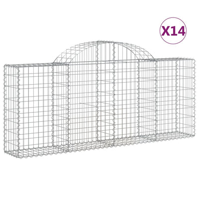 buede gabionkurve 14 stk. 200x30x80/100 cm galvaniseret jern