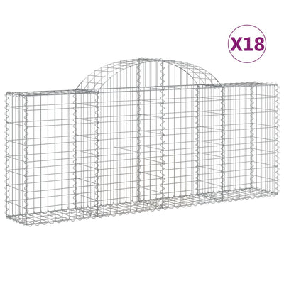 buede gabionkurve 18 stk. 200x30x80/100 cm galvaniseret jern