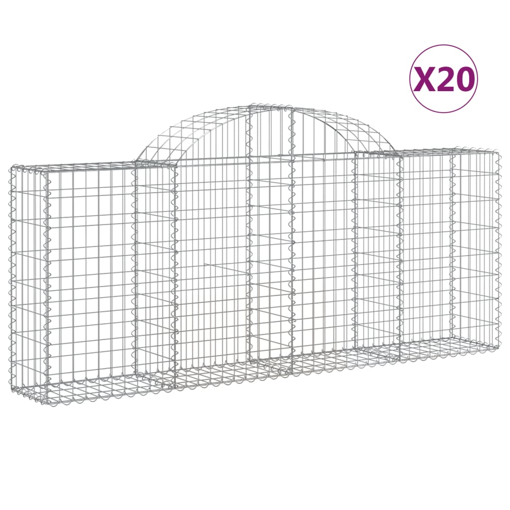 buede gabionkurve 20 stk. 200x30x80/100 cm galvaniseret jern