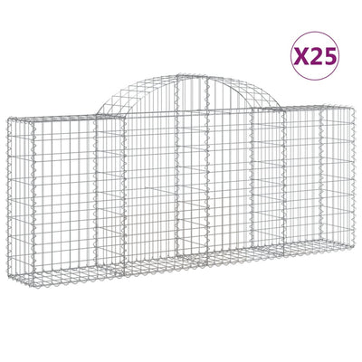 buede gabionkurve 25 stk. 200x30x80/100 cm galvaniseret jern