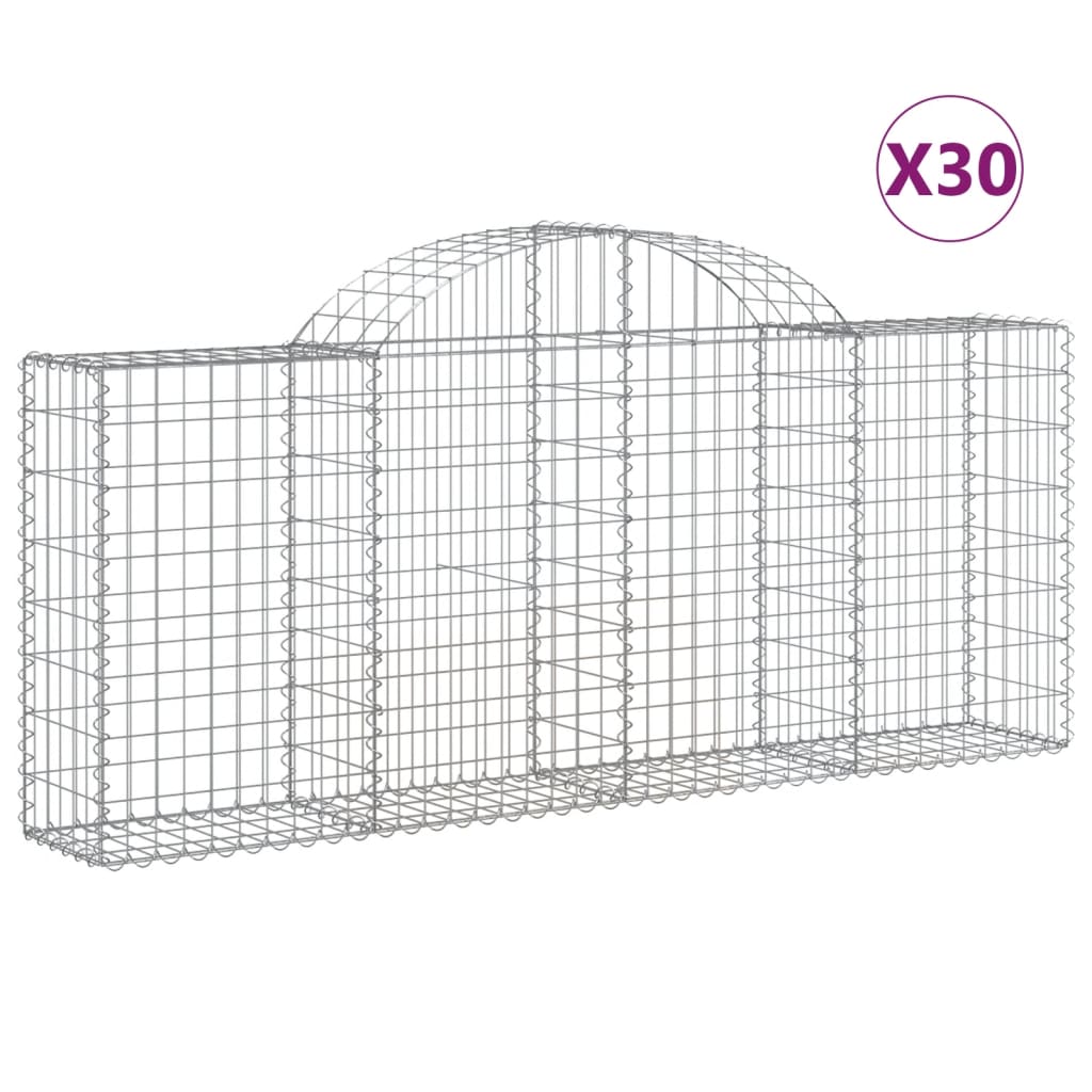 buede gabionkurve 30 stk. 200x30x80/100 cm galvaniseret jern